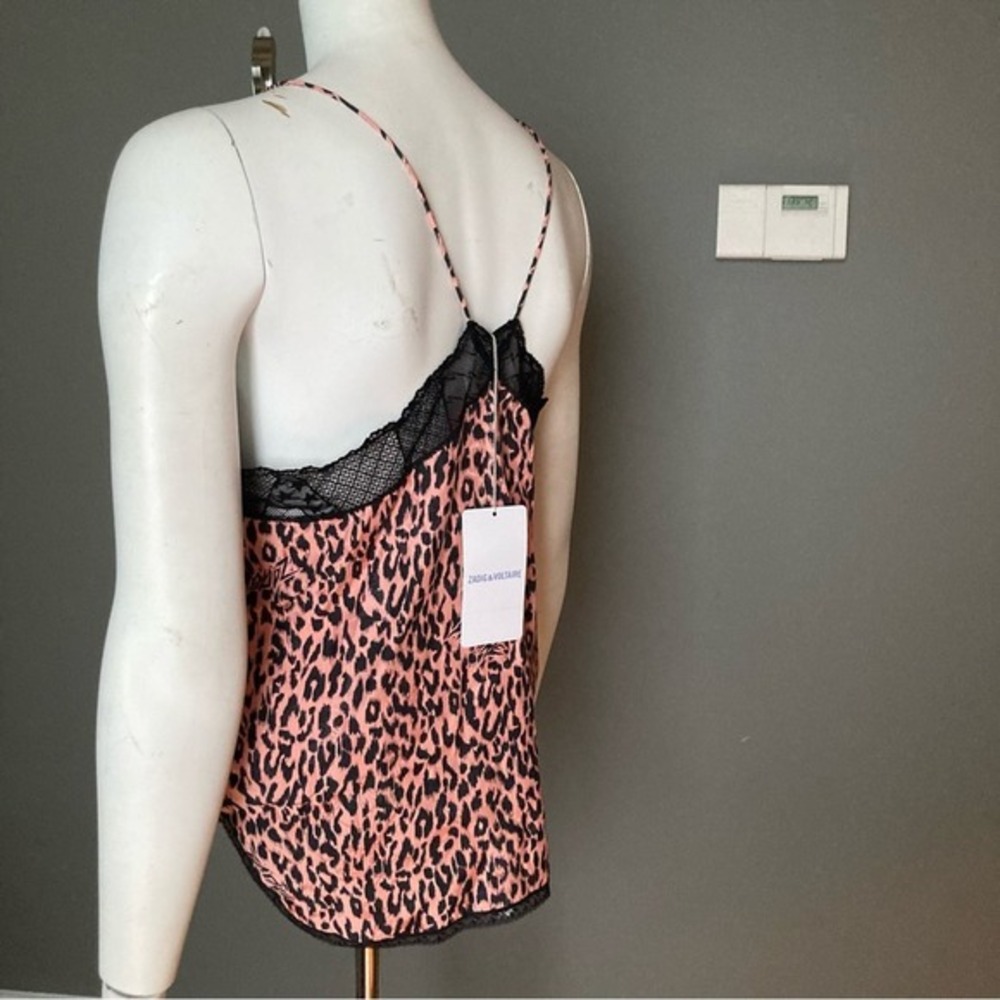 Zadig &‎ Voltaire top medium Slip Christy Camisole pink leopard lace silk NWT - Picture 6 of 12